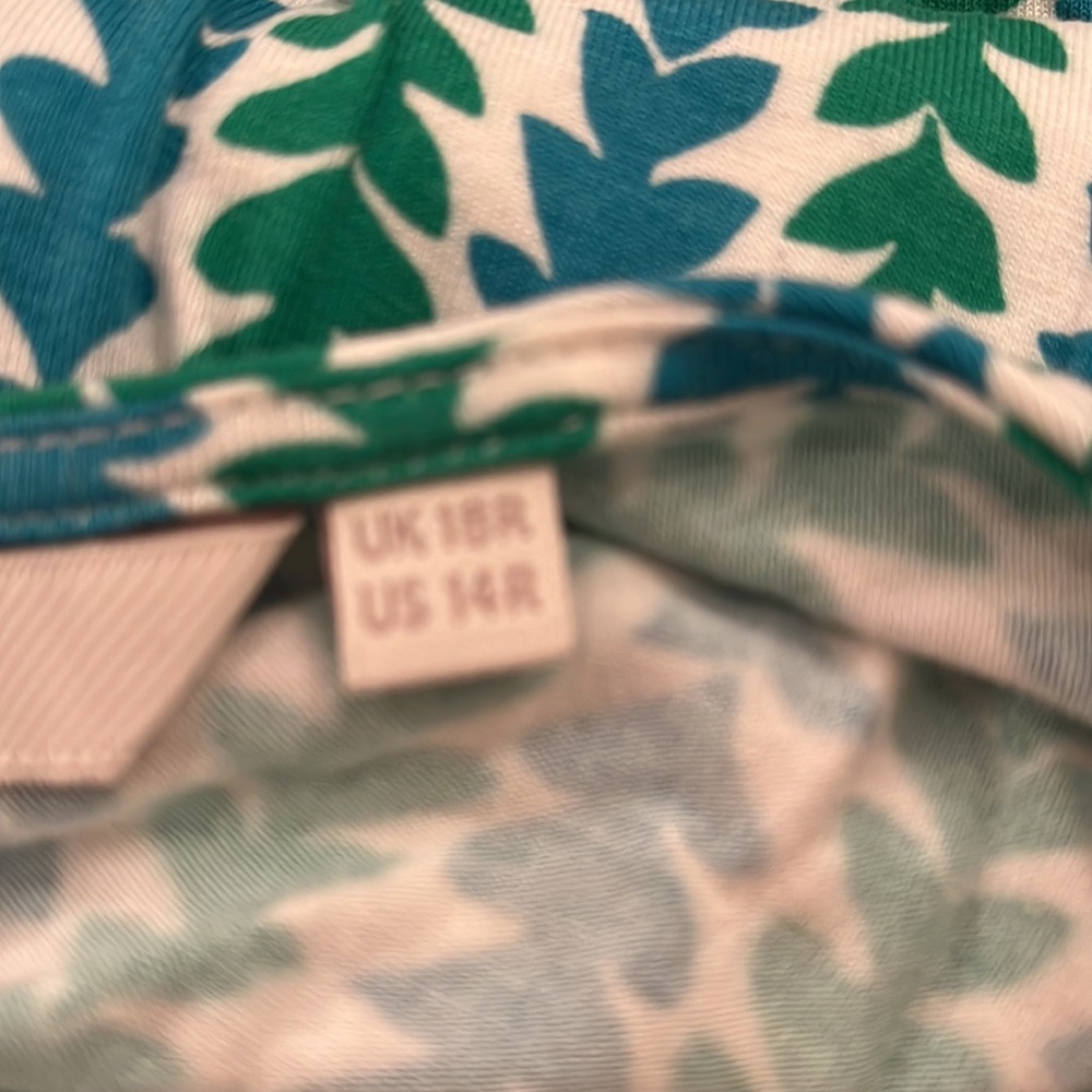 Boden Sleeveless V-Neck Effie Jersey Dress Size 14R blue green - Picture 8 of 8